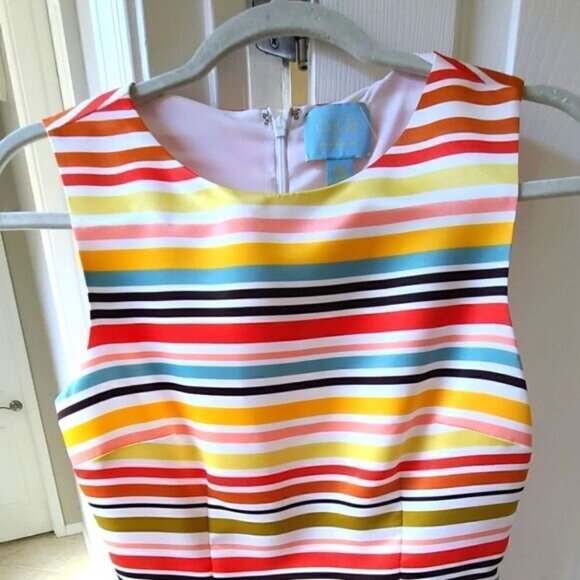 CeCe by Cynthia Steffe 'Yana' Multistripe Georgette Fit & Flare Dress Size 8 - Picture 6 of 7